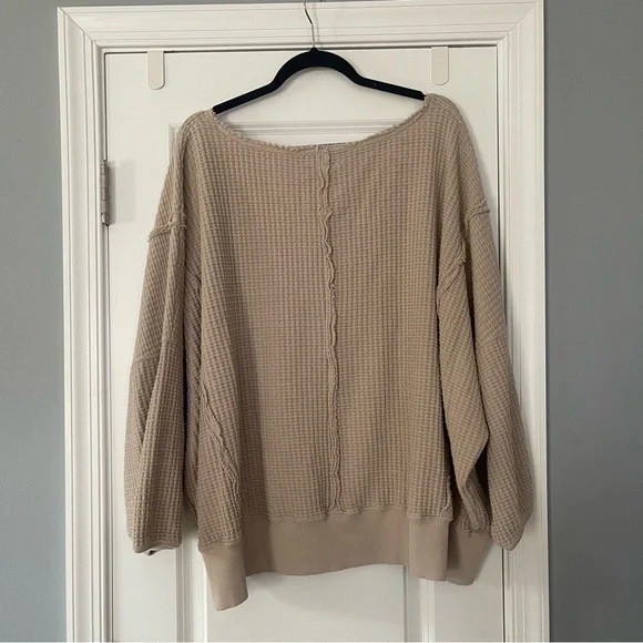 American Eagle AE Oversized Waffle V Neck Pullover XL - Picture 6 of 8